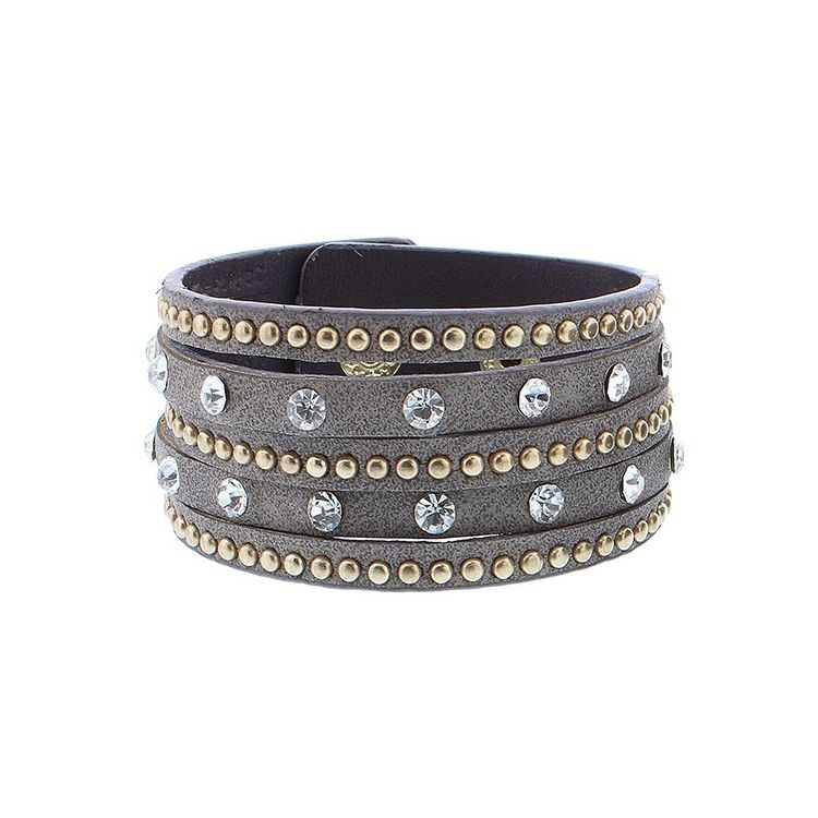 CRYSTAL LEATHER BRACELET WITH RIVETS 2
