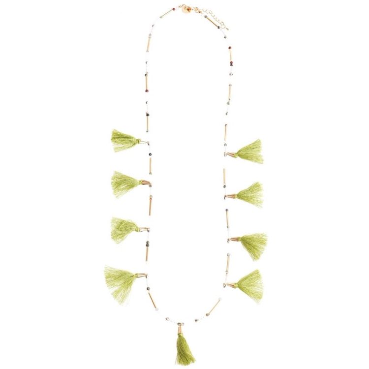 COLLAR LARGO FLECOS PIEDRAS