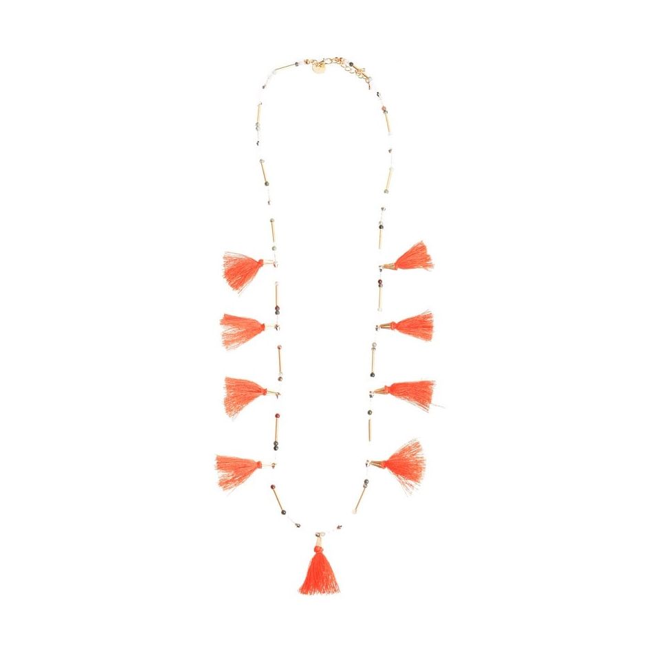 STONE FRINGED LONG NECKLACE