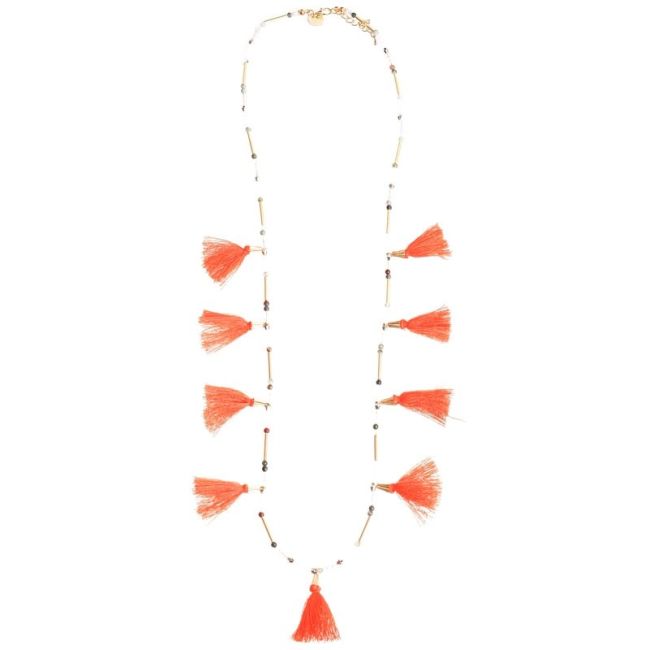 STONE FRINGED LONG NECKLACE