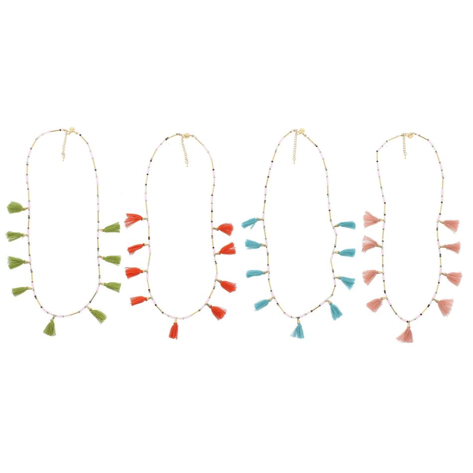 STONE FRINGED LONG NECKLACE
