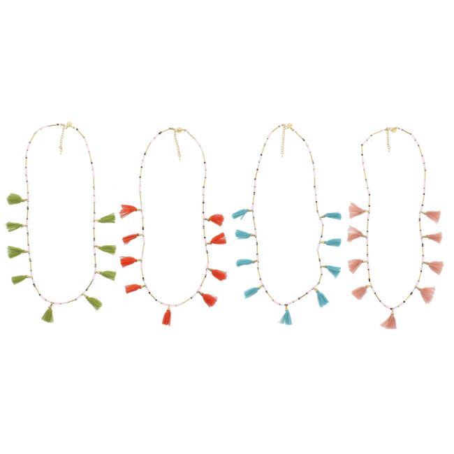 STONE FRINGED LONG NECKLACE