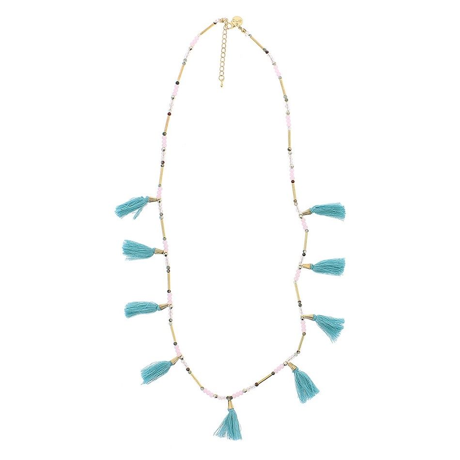 COLLAR LARGO FLECOS PIEDRAS