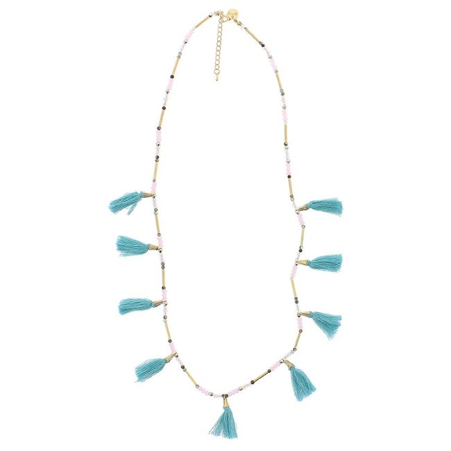 COLLAR LARGO FLECOS PIEDRAS
