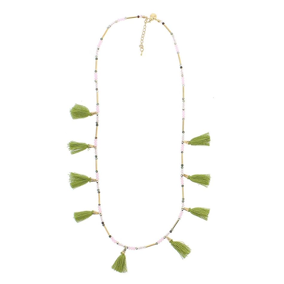 COLLAR LARGO FLECOS PIEDRAS