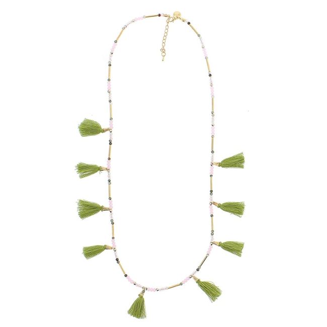 STONE FRINGED LONG NECKLACE