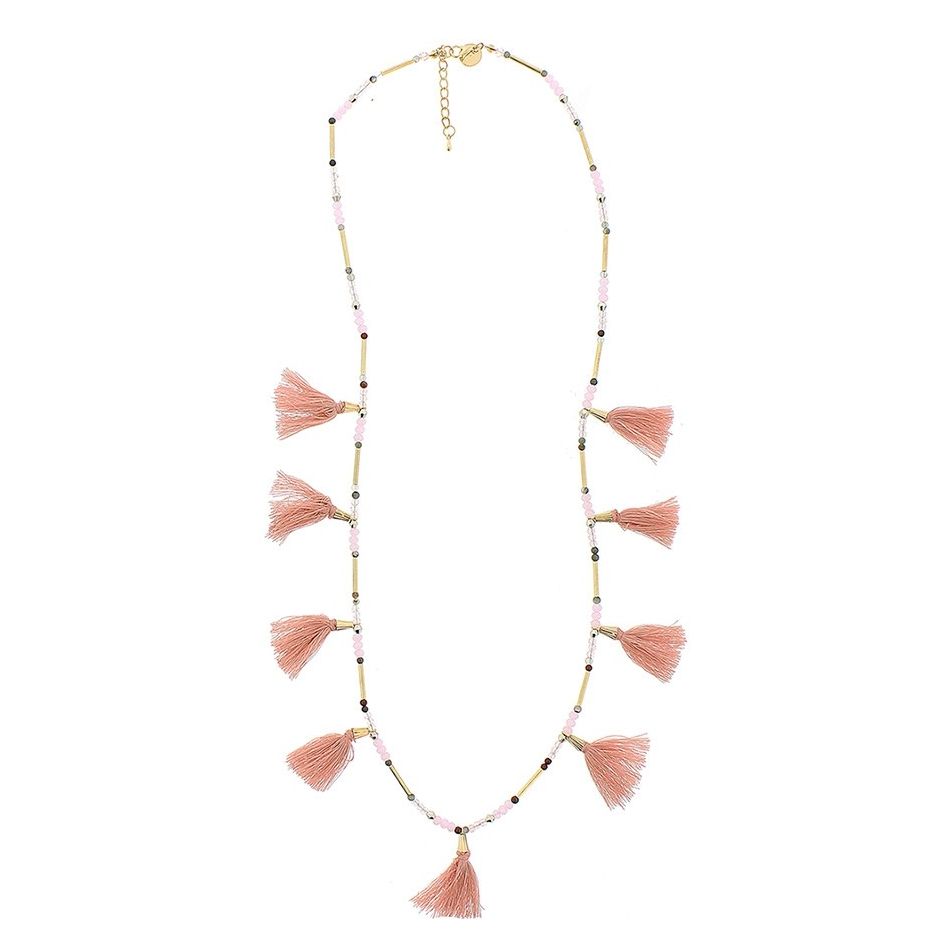 COLLAR LARGO FLECOS PIEDRAS