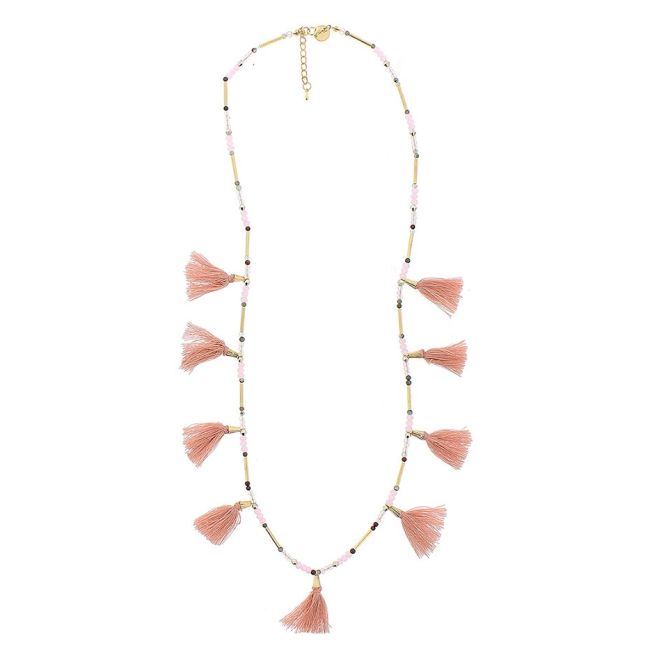 COLLAR LARGO FLECOS PIEDRAS