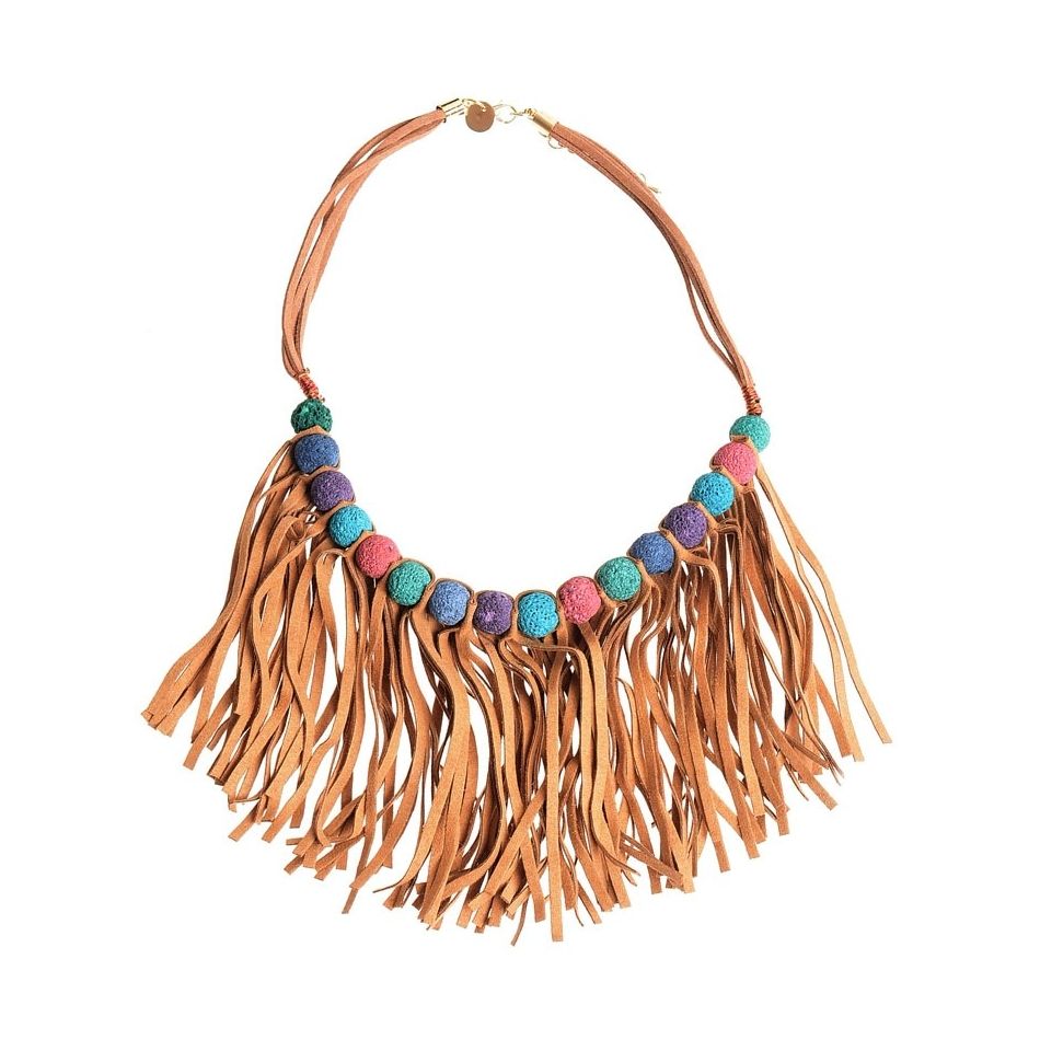 FRINGED SHORT NECKLACE WITH BEADS