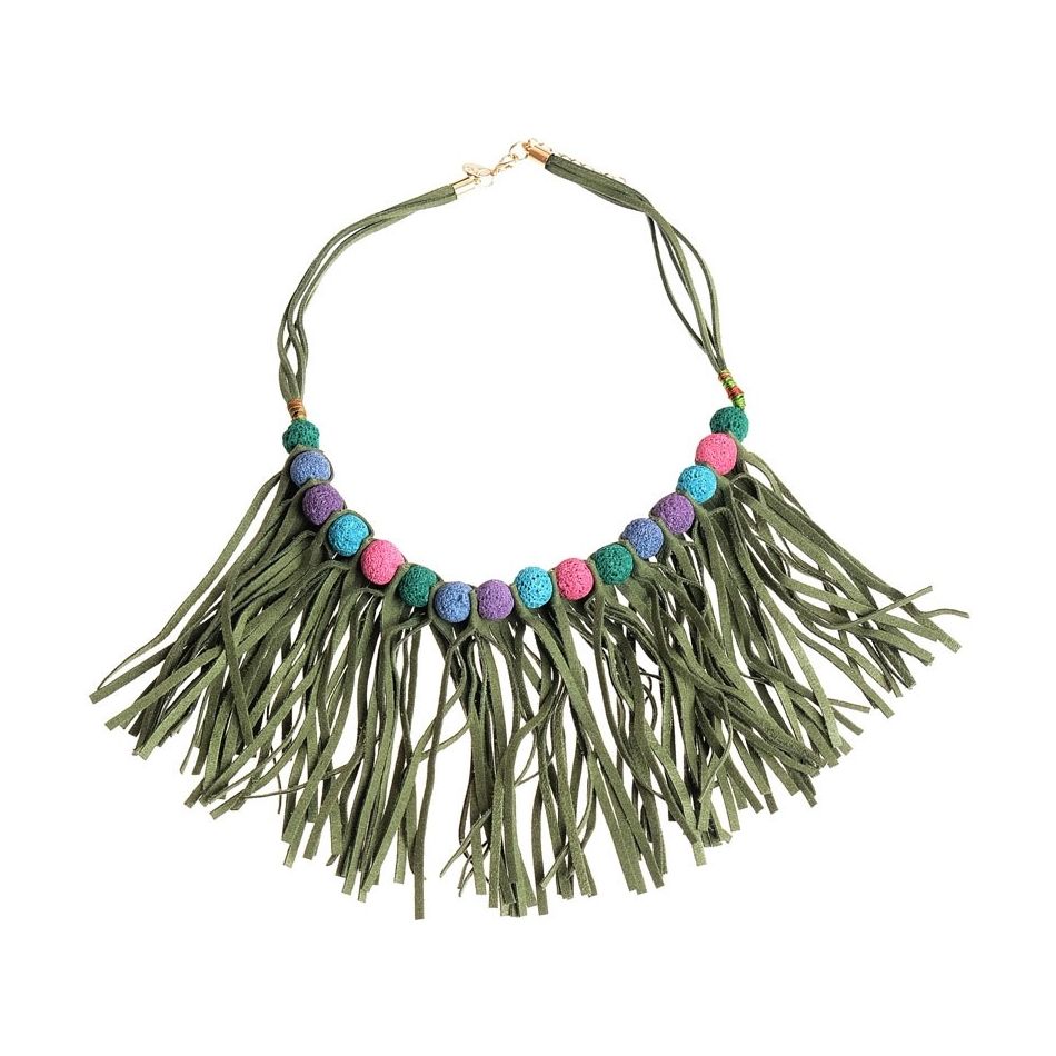 FRINGED SHORT NECKLACE WITH BEADS
