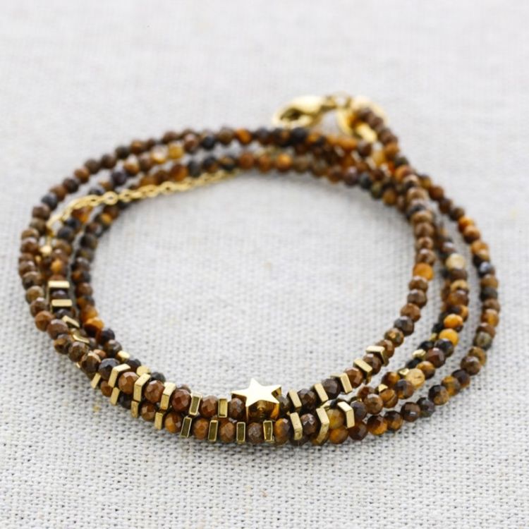PULSERA ACERO CUATRO VUELTAS PIEDRAS ESTRELLA