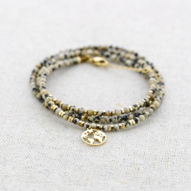 FOUR ROUND STEEL BRACELET WITH WORLD MAP PENDANT