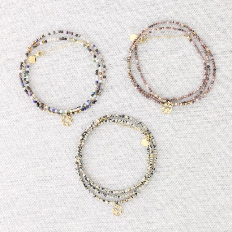 PULSERA ACERO CUATRO VUELTAS COLGANTE MAPA MUNDI 2
