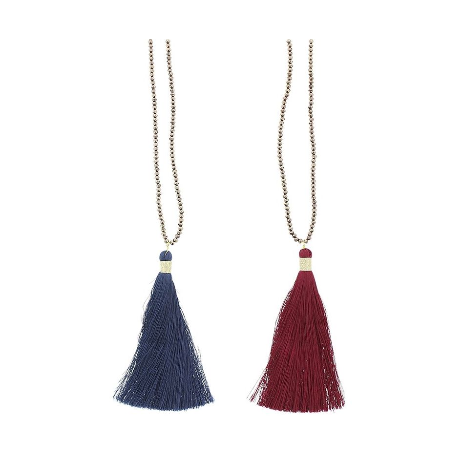 LONG FRINGE PENDANT NECKLACE