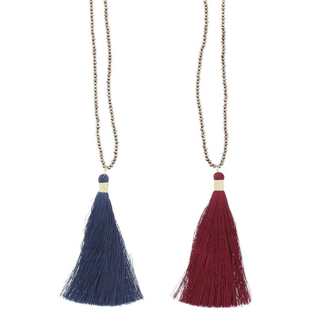 LONG FRINGE PENDANT NECKLACE
