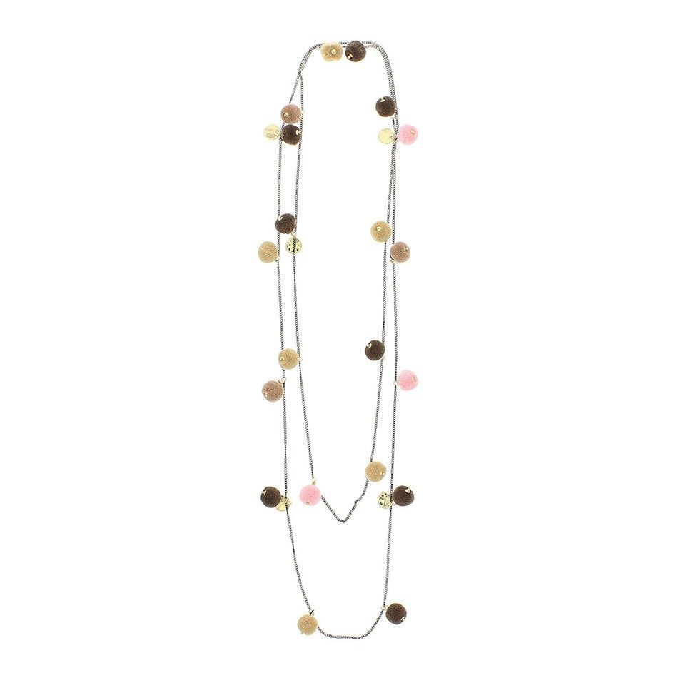 LONG POMPOM CHAIN NECKLACE