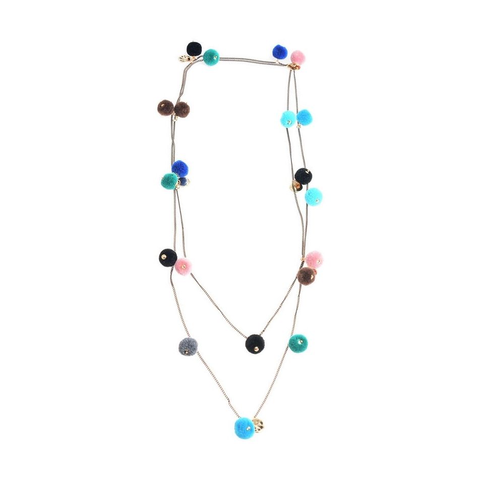 LONG POMPOM CHAIN NECKLACE