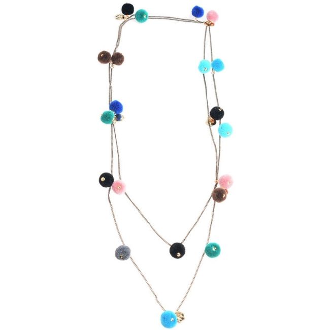 COLLAR LARGO CADENA POMPONES