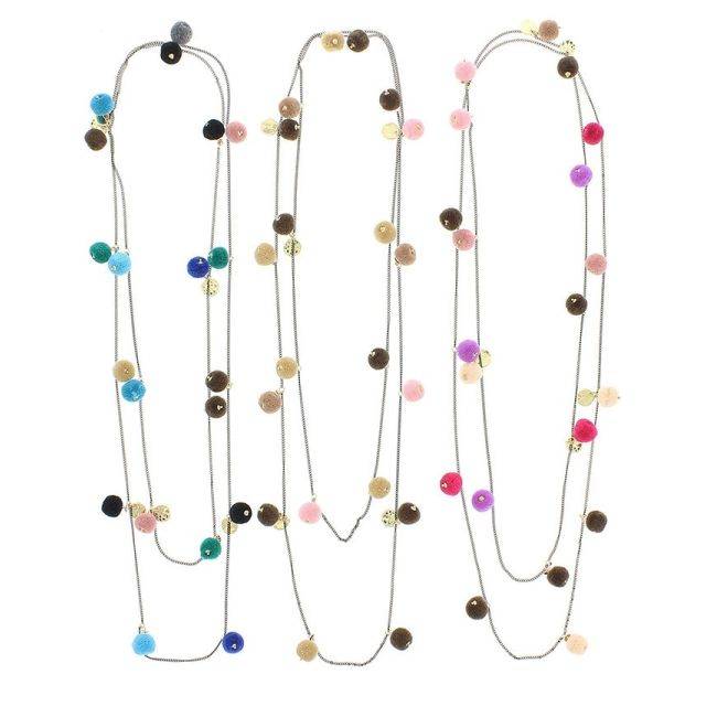 COLLAR LARGO CADENA POMPONES