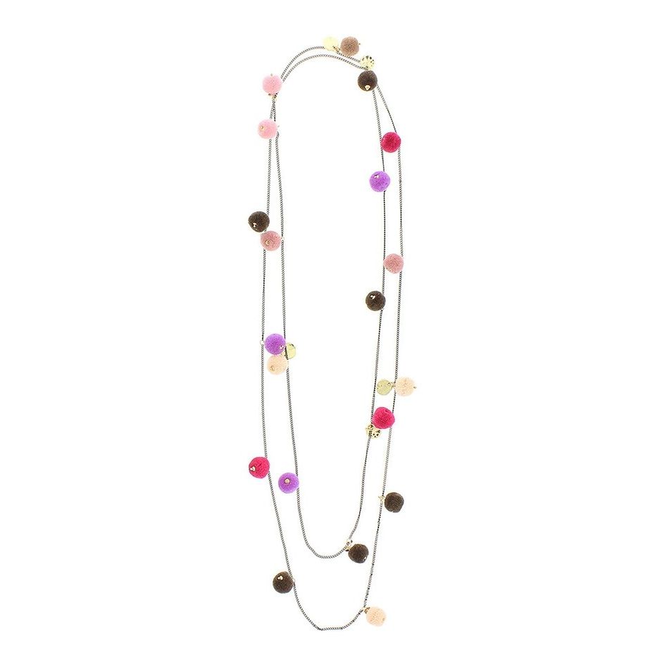 COLLAR LARGO CADENA POMPONES