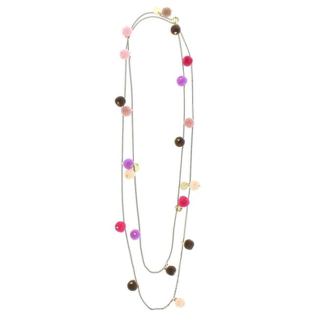 COLLAR LARGO CADENA POMPONES