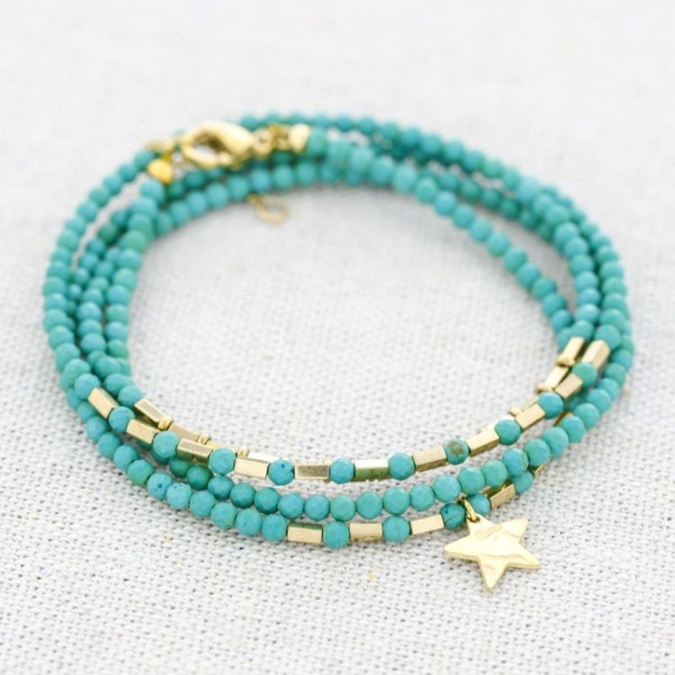 STEEL BRACELET FOUR ROUND STONES PENDANT STAR