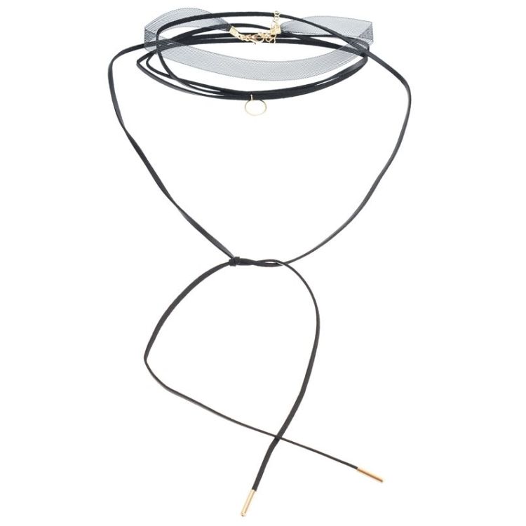 MULTI ROUND NETWORK CIRCLE METAL PENDANT CHOKER
