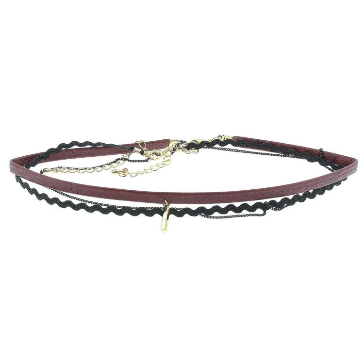CHOKER WITH 3 STRIPS WITH PENDANT METAL DETAIL