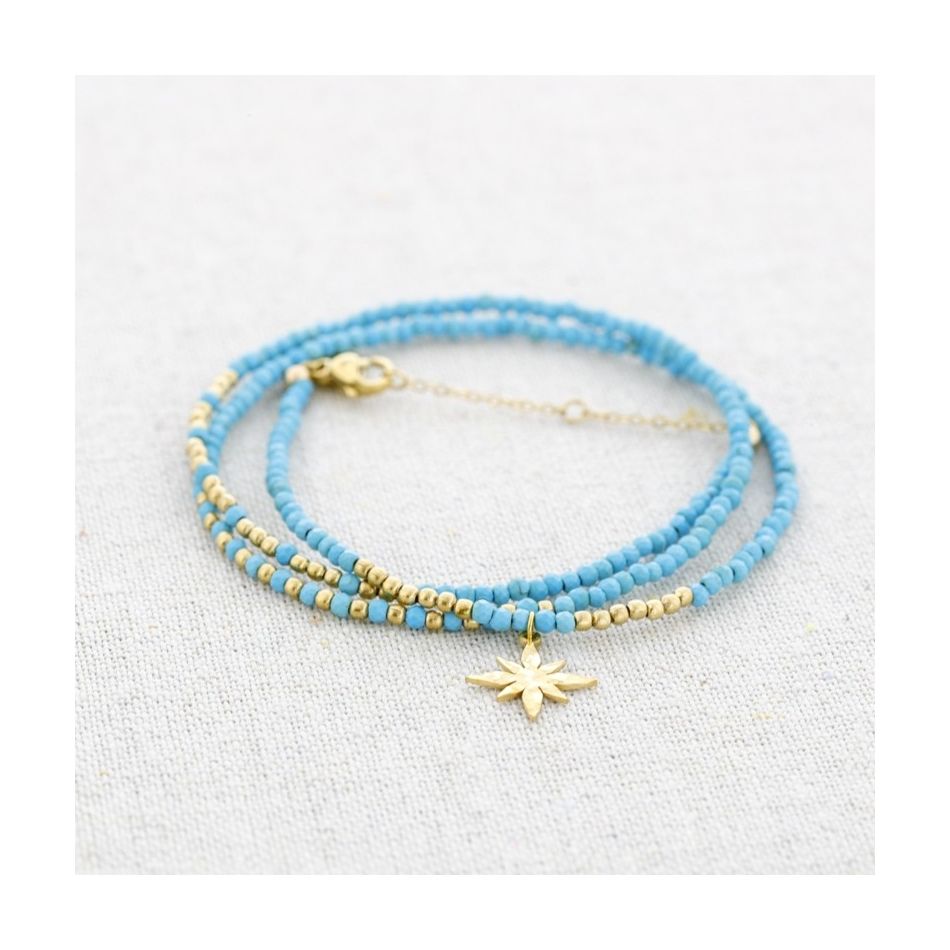 THREE ROUND STONE BRACELET WITH SHOOTING STAR PENDANT