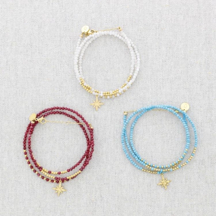 PULSERA ACERO TRES VUELTAS PIEDRAS COLGANTE ESTRELLA FUGAZ 2