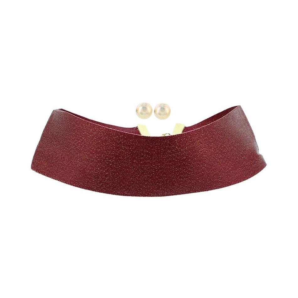 BRIGHT CHOKER + EARRINGS RIBBON SET 4CM