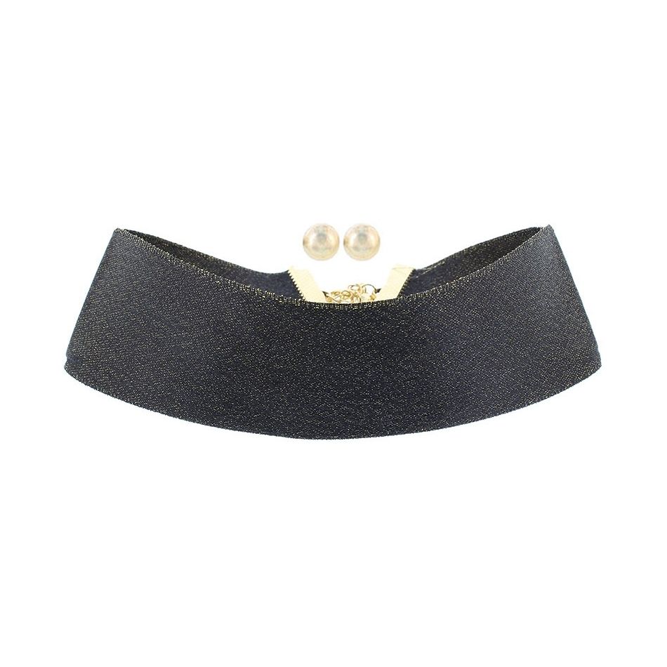 BRIGHT CHOKER + EARRINGS RIBBON SET 4CM