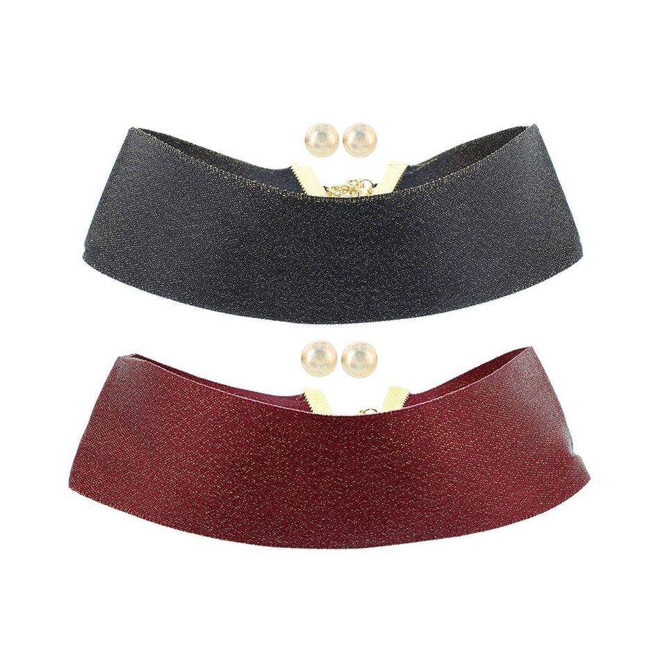 BRIGHT CHOKER + EARRINGS RIBBON SET 4CM
