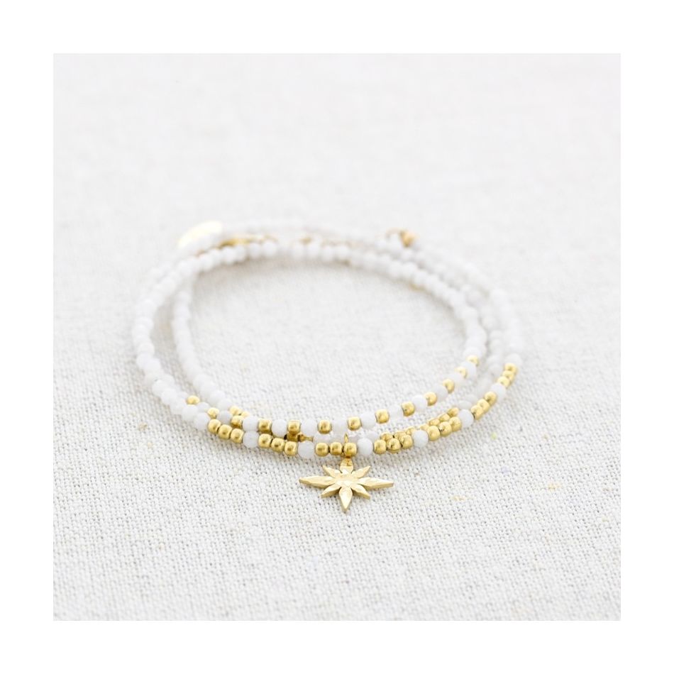THREE ROUND STONE BRACELET WITH SHOOTING STAR PENDANT