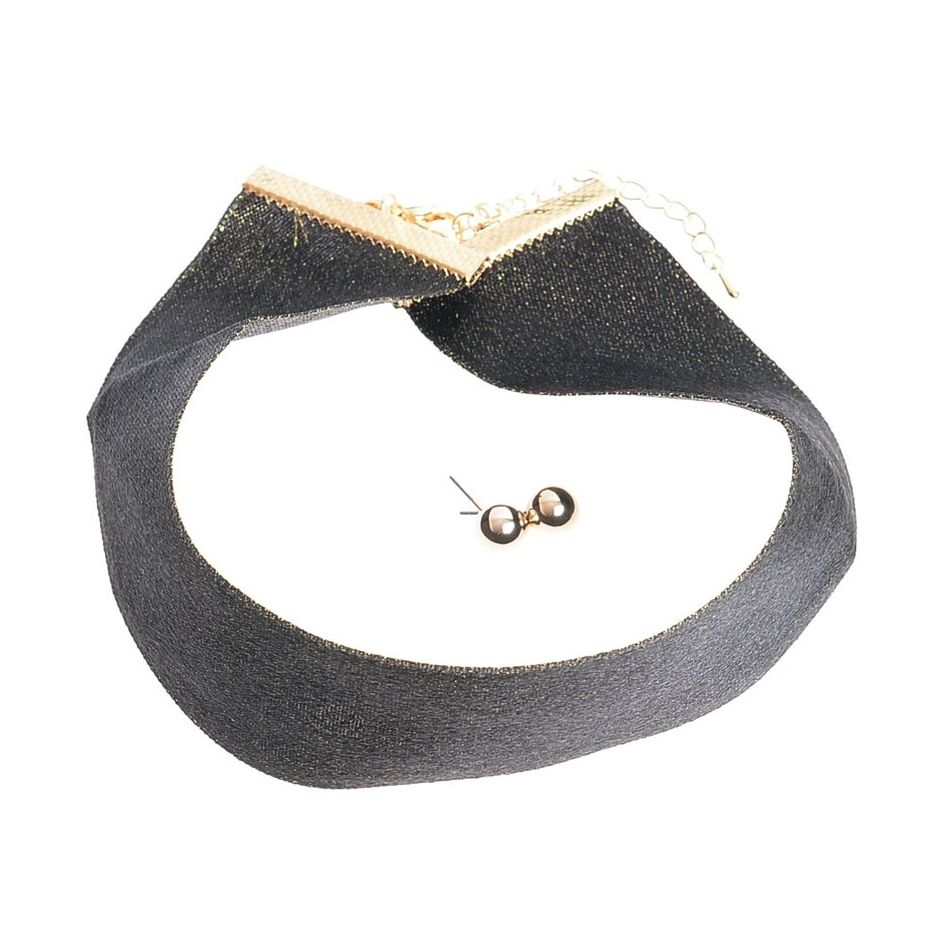 BRIGHT CHOKER + EARRINGS RIBBON SET 4CM