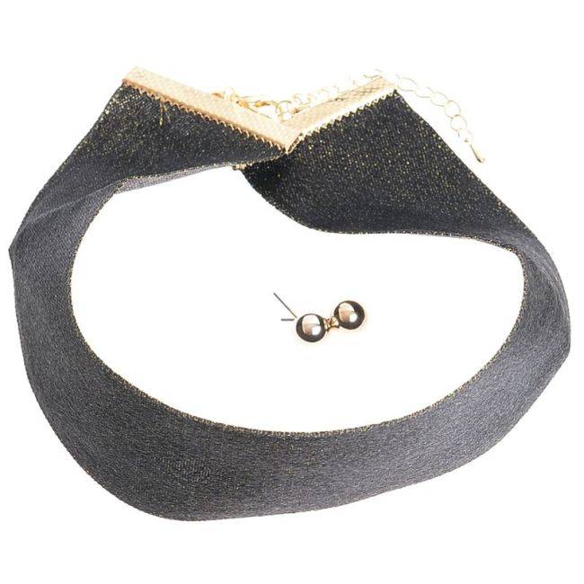 BRIGHT CHOKER + EARRINGS RIBBON SET 4CM