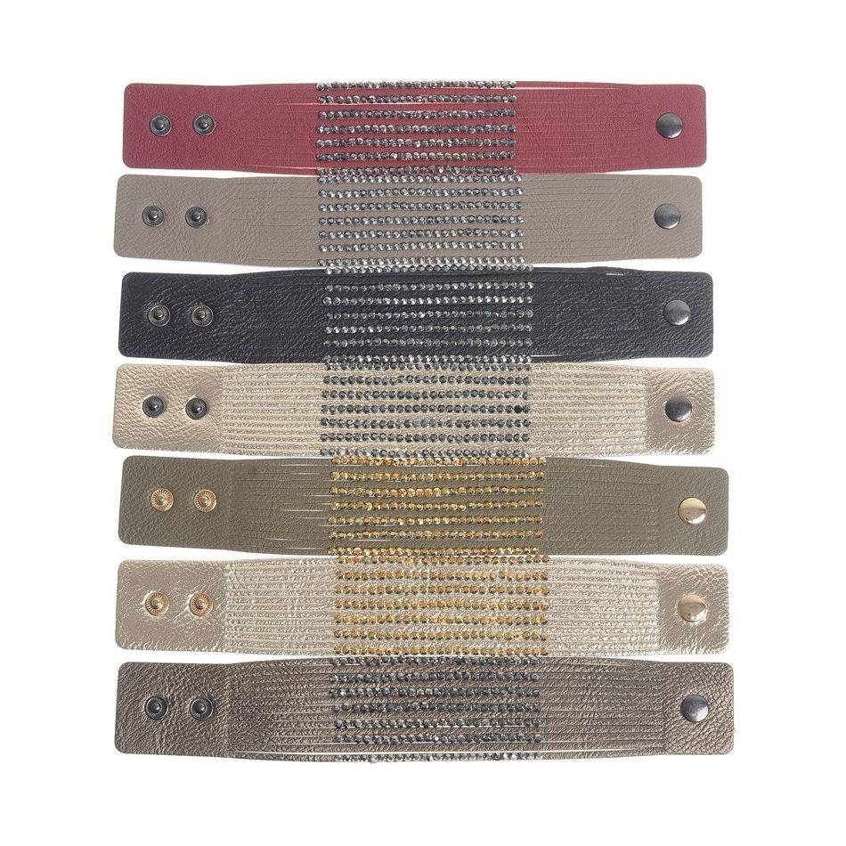 PULSERA IMI. CUERO CRISTALES