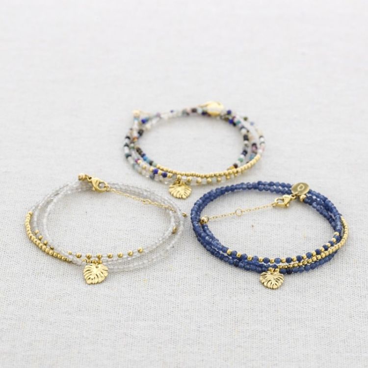 PULSERA ACERO TRES VUELTAS PIEDRAS COLGANTE HOJA 2