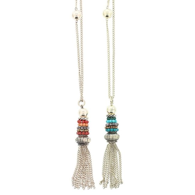 COLLAR LARGO COLGANTE FLECO