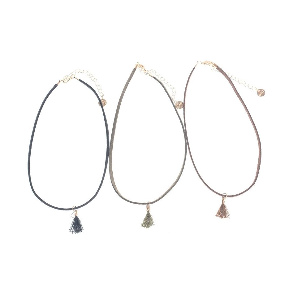 SUEDE PENDANT SHORT NECKLACE