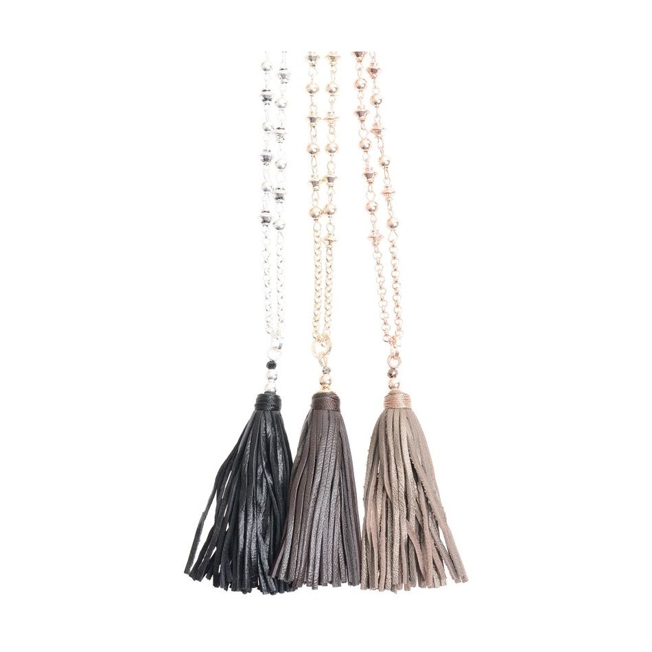 LONG FRINGE PENDANT NECKLACE