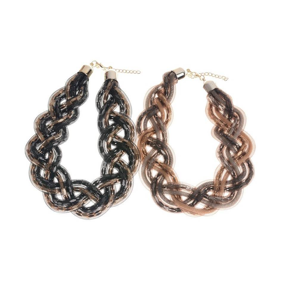 BRAIDED TUBES SHORT NECKLACE