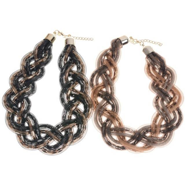 BRAIDED TUBES SHORT NECKLACE