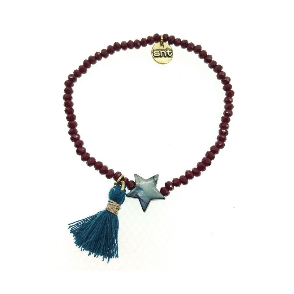 PULSERA CUENTAS FACETADAS FLECO