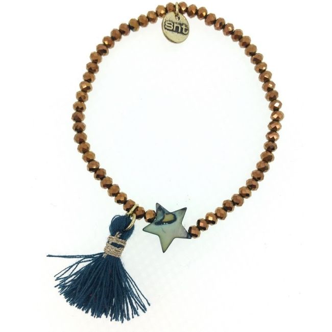 PULSERA CUENTAS FACETADAS FLECO