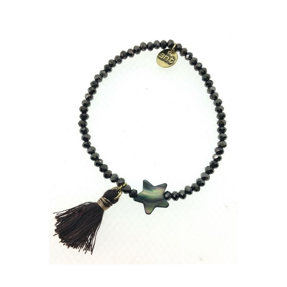 PULSERA CUENTAS FACETADAS FLECO