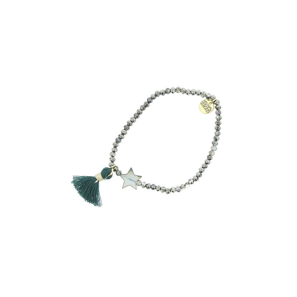 PULSERA CUENTAS FACETADAS FLECO