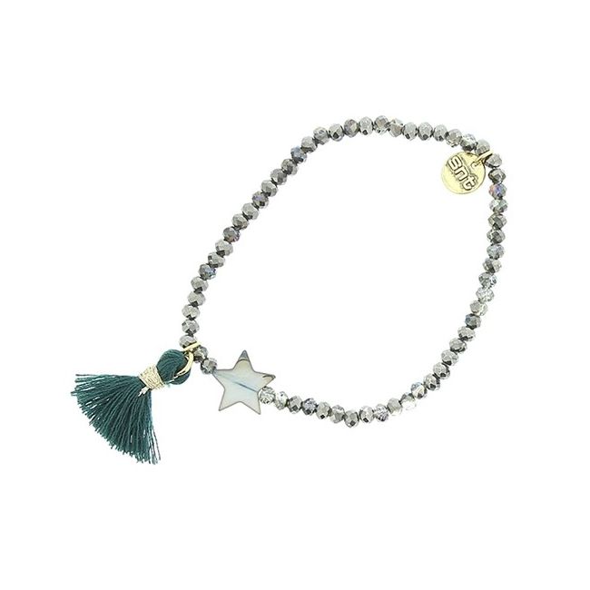PULSERA CUENTAS FACETADAS FLECO