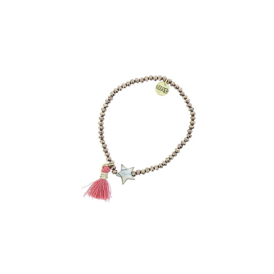 PULSERA CUENTAS FACETADAS FLECO