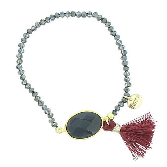 PULSERA CUENTAS FACETADAS FLECO